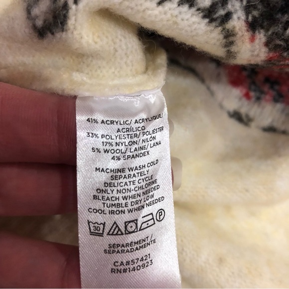 Loft Wool Blend Dachshund Buffalo Plaid Sweater Size SP NWT - Picture 5 of 6